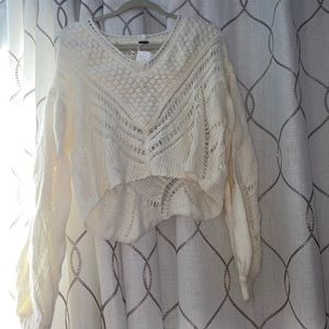 Free People white loose fit sweater